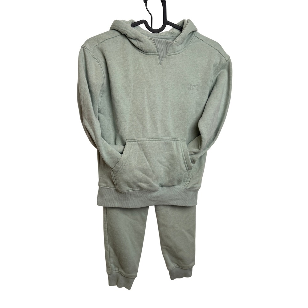 Charlie & Scout Kids Hoodie Jogger Set S 7/8 Sage Green Fleece Loungewear